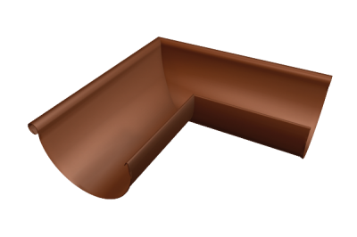Детальное фото угол полукруглого желоба 333 мм, внешний, алюминий, коричневый, prefa