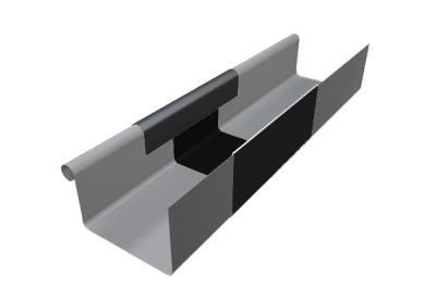 Детальное фото компенсатор прямоугольного желоба 333 мм с накладкой для квадратного водостока, алюминий, темно-серый ral 7016, prefa